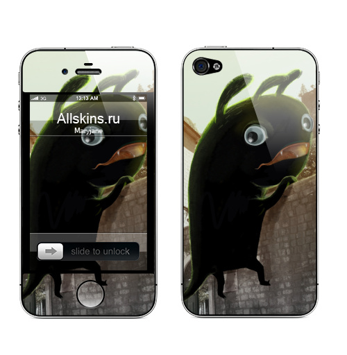 Наклейка на Телефон Apple iPhone 4S, 4 Некая сущность,  купить в Москве – интернет-магазин Allskins, монстры, коллаж, дудлы