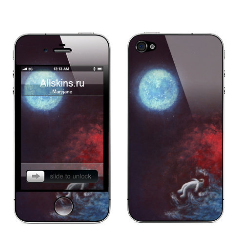 Наклейка на Телефон Apple iPhone 4S, 4 Космос,  купить в Москве – интернет-магазин Allskins, космос, луна, вселенная, звезда