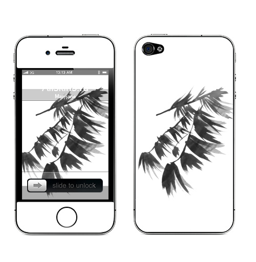 Наклейка на Телефон Apple iPhone 4S, 4 Шепот ветра,  купить в Москве – интернет-магазин Allskins, Япония, восток, растительность, графика, листья, романтика