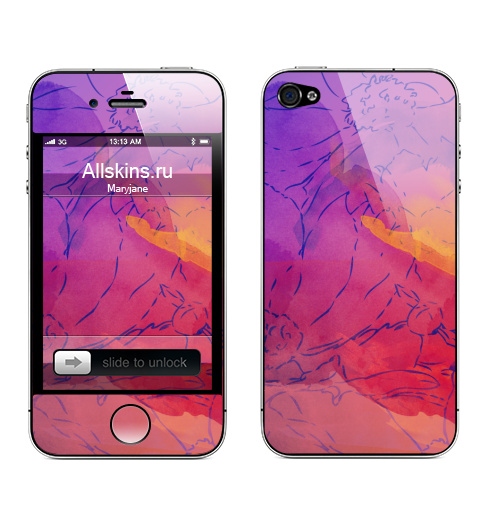 Наклейка на Телефон Apple iPhone 4S, 4 Акварель пионы,  купить в Москве – интернет-магазин Allskins, пионы, акварель, узор, лето, летний, цветы, краски, цвет, красота