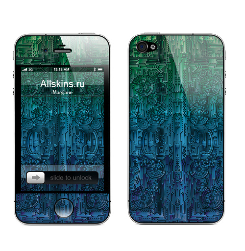 Наклейка на Телефон Apple iPhone 4S, 4 Структура ментакулус,  купить в Москве – интернет-магазин Allskins, киберпанк, техно, техника, гики, паттерн, ментакулус, музыка