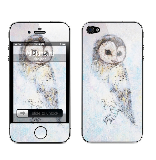 Наклейка на Телефон Apple iPhone 4S, 4 Лесная,  купить в Москве – интернет-магазин Allskins, любовь, совам, любителям, птицы, животные, сова