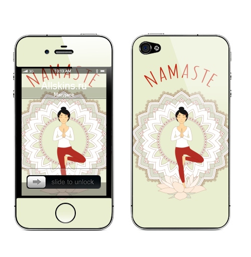 Наклейка на Телефон Apple iPhone 4S, 4 Поза дерева,  купить в Москве – интернет-магазин Allskins, йога, мандала, узор, девушка, паттерн, асана, врикшасана, красота