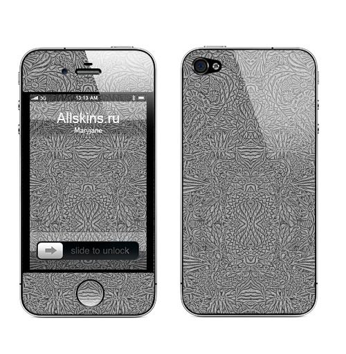 Наклейка на Телефон Apple iPhone 4S, 4 Цветочный в растре,  купить в Москве – интернет-магазин Allskins, черно-белое, флора, цветы, череп, узор, зентангл, романтика, этно