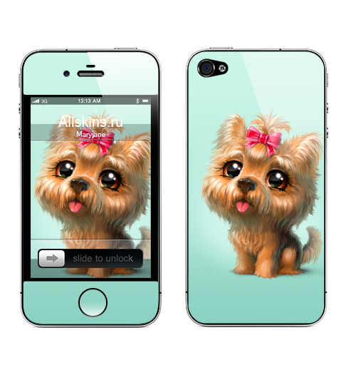 Наклейка на Телефон Apple iPhone 4S, 4 Йоркширский терьер,  купить в Москве – интернет-магазин Allskins, крутые животные, милые животные, шерсть, красота, мило, собаки, Йоркширский, терьер