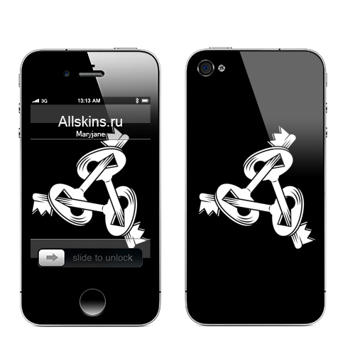Наклейка на Телефон Apple iPhone 4S, 4 Три ключа,  купить в Москве – интернет-магазин Allskins, графика, ключ, черно-белое