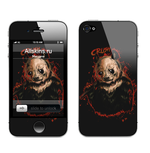 Наклейка на Телефон Apple iPhone 4S, 4 Агрессор ,  купить в Москве – интернет-магазин Allskins, панда, животные, медведь