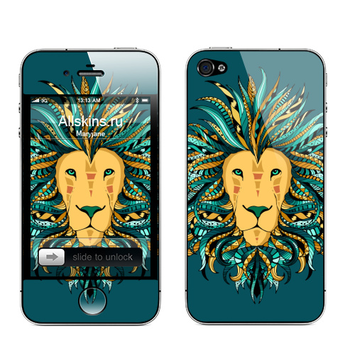 Наклейка на Телефон Apple iPhone 4S, 4 Лев,  купить в Москве – интернет-магазин Allskins, лев, животные, этно, зодиак