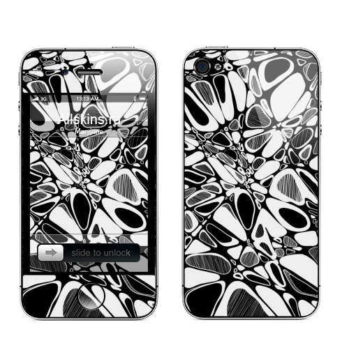 Наклейка на Телефон Apple iPhone 4S, 4 Кривули,  купить в Москве – интернет-магазин Allskins, черно-белое, поп-арт, паттерн, черный, белый, узор