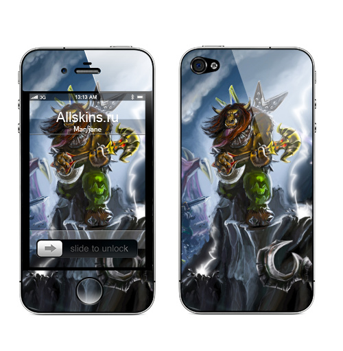 Наклейка на Телефон Apple iPhone 4S, 4 Эпичная битва героев,  купить в Москве – интернет-магазин Allskins, битва, герои, дьявол, смерть, стрельба, фэнтези, небо, магия, таурен