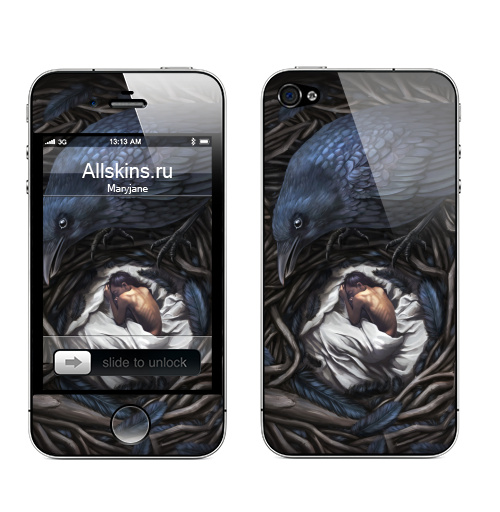 Наклейка на Телефон Apple iPhone 4S, 4 Ворон-страж,  купить в Москве – интернет-магазин Allskins, ворона, сказки, тёмное