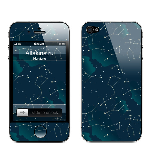 Наклейка на Телефон Apple iPhone 4S, 4 Космический поцелуй,  купить в Москве – интернет-магазин Allskins, бесшовный, паттерн, она, любовь, силуэт, небо, космос, созвездия