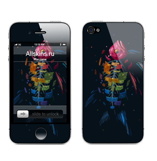 Наклейка на Телефон Apple iPhone 4S, 4 Мистическая Рыба,  купить в Москве – интернет-магазин Allskins, подводный, рыба, сюрреализм, морская, радуга, чешуя