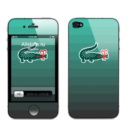 Наклейка на Телефон Apple iPhone 4S, 4 Крок,  купить в Москве – интернет-магазин Allskins, логотип, крокодил, алигатор, прикол, Касперский