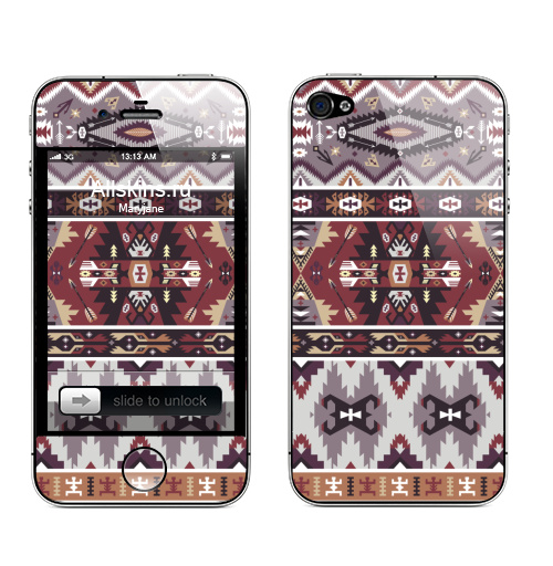 Наклейка на Телефон Apple iPhone 4S, 4 Этнический декоративный паттерн в мексиканском стиле,  купить в Москве – интернет-магазин Allskins, винтаж, этно, красочный, паттерн