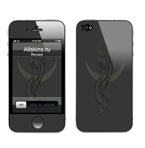 Наклейка на Телефон Apple iPhone 4S, 4 Рука Будды,  купить в Москве – интернет-магазин Allskins, солнце, луна, буддизм, магия, кристалл, графика, руки