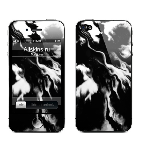 Наклейка на Телефон Apple iPhone 4S, 4 Чернила,  купить в Москве – интернет-магазин Allskins, черный, черно-белое, белый, клякса, тушь, пятна