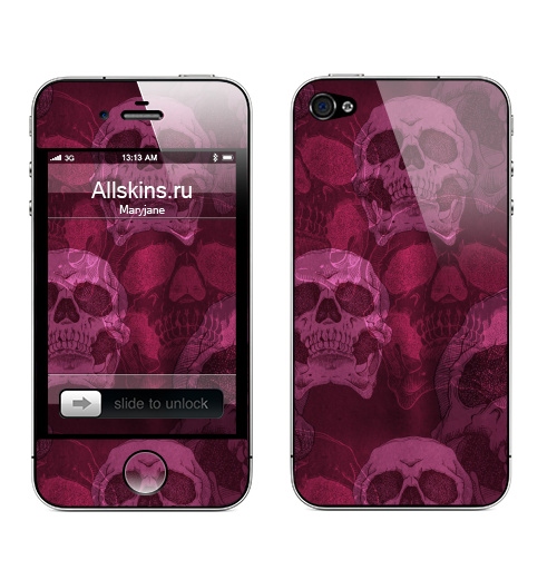 Наклейка на Телефон Apple iPhone 4S, 4 Голодные головы. Розовый,  купить в Москве – интернет-магазин Allskins, череп, монстры, анатомия, скелет, челюсть, хэллоуин, rock, хоррор