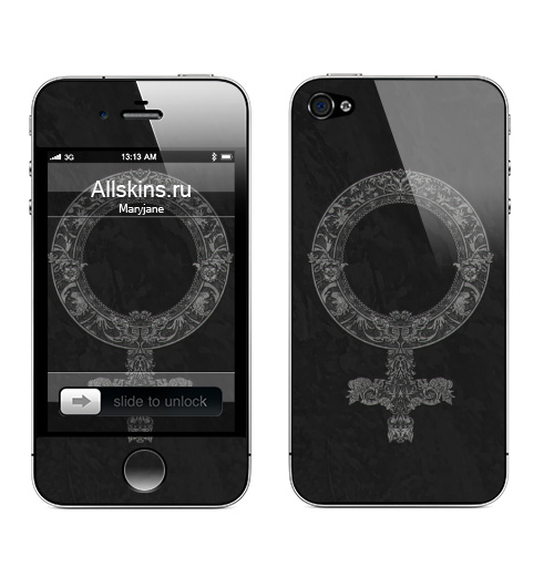 Наклейка на Телефон Apple iPhone 4S, 4 Зеркало Венеры,  купить в Москве – интернет-магазин Allskins, черно-белое, феминизм, гендер, святое, афродита, венера, девушка
