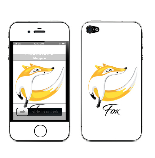Наклейка на Телефон Apple iPhone 4S, 4 Фокс dreamer,  купить в Москве – интернет-магазин Allskins, фокс, лиса, оранжевый, желтый, лес