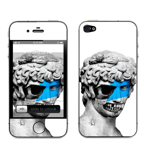 Наклейка на Телефон Apple iPhone 4S, 4 Старые мертвые боги,  купить в Москве – интернет-магазин Allskins, голова, мужские, статуя, кровь, челюсть, бюст, череп, глазница