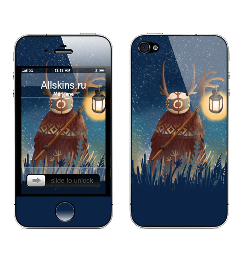 Наклейка на Телефон Apple iPhone 4S, 4 Дух полуночи,  купить в Москве – интернет-магазин Allskins, дух, природа, рассвет, желтый, маска