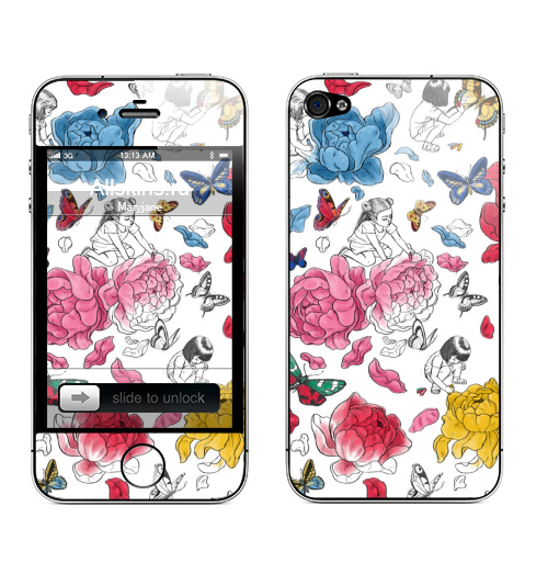Наклейка на Телефон Apple iPhone 4S, 4 Раскрась свой мир,  купить в Москве – интернет-магазин Allskins, графика, бабочки, пастель, детские, розы, цветы, паттерн, узор