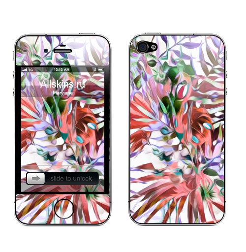 Наклейка на Телефон Apple iPhone 4S, 4 Тайна тропиков,  купить в Москве – интернет-магазин Allskins, абстракция, цветы, растительный, цвет, модный, летний, лето, тропический