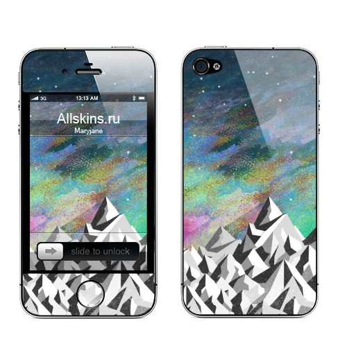 Наклейка на Телефон Apple iPhone 4S, 4 Пора в горы,  купить в Москве – интернет-магазин Allskins, горы, природа, геометрия, серый, монохром