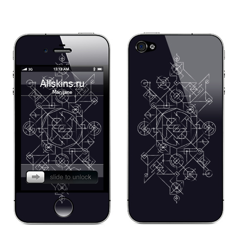 Наклейка на Телефон Apple iPhone 4S, 4 Знаки,  купить в Москве – интернет-магазин Allskins, знаки, инопланетяне, космос, иероглифы, магия, символ, символика, симметрия