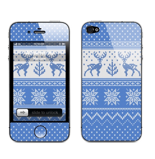 Наклейка на Телефон Apple iPhone 4S, 4 Зимний свитер с оленями,  купить в Москве – интернет-магазин Allskins, свитер, олень, зима, узор, новый год, свитер_с_оленями