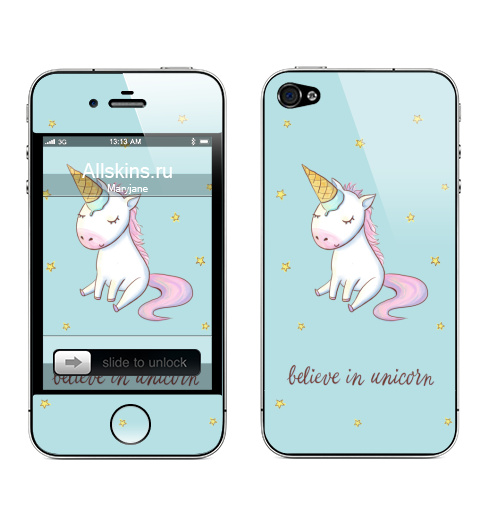 Наклейка на Телефон Apple iPhone 4S, 4 Превращение в единорога,  купить в Москве – интернет-магазин Allskins, милые животные, единорог, персонажи, улыбка, радость, прикол, мило, животные, фразы