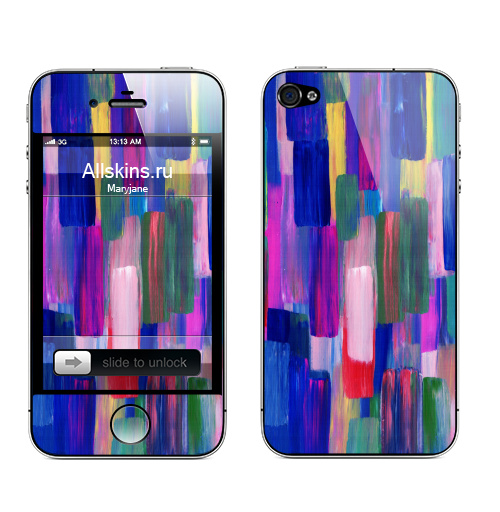Наклейка на Телефон Apple iPhone 4S, 4 Солнечный дождь,  купить в Москве – интернет-магазин Allskins, цвет, полнаязапечатка, радуга