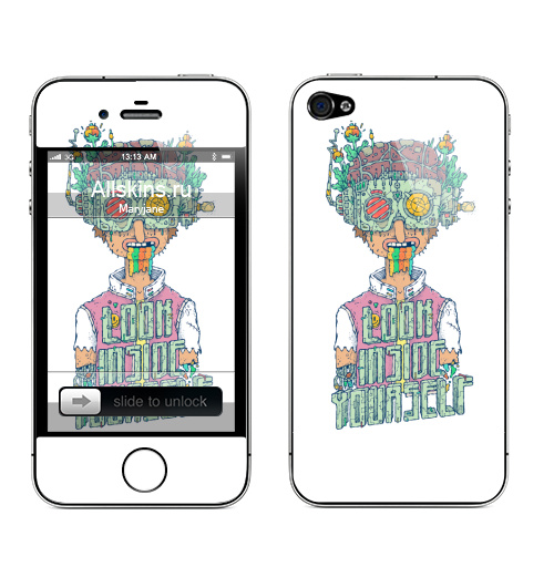 Наклейка на Телефон Apple iPhone 4S, 4 Загляни внутрь себя,  купить в Москве – интернет-магазин Allskins, киберпанк, персонажи, мультфильмы, абсурд, сюрреализм, фантастика, фантазия