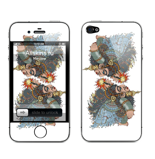 Наклейка на Телефон Apple iPhone 4S, 4 Прометей,  купить в Москве – интернет-магазин Allskins, шаманизм, цвет, иллюстация, графика, декоративный, узор, индеец, прометей, орнамет