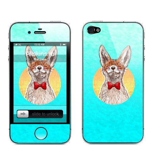Наклейка на Телефон Apple iPhone 4S, 4 Хитрый и довольный,  купить в Москве – интернет-магазин Allskins, крутые животные, лиса, лето, животные, мило, улыбка, милые животные