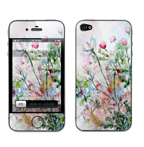 Наклейка на Телефон Apple iPhone 4S, 4 Осенние цветы,  купить в Москве – интернет-магазин Allskins, цветы, акварель, плакат, оригинально, пастельные, тона, нежно, ромашки
