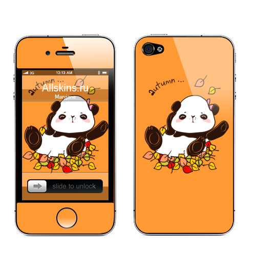 Наклейка на Телефон Apple iPhone 4S, 4 Пандочки ,  купить в Москве – интернет-магазин Allskins, панда, животные, счастье, персонажи, зима, лето, осень, весна, корабль