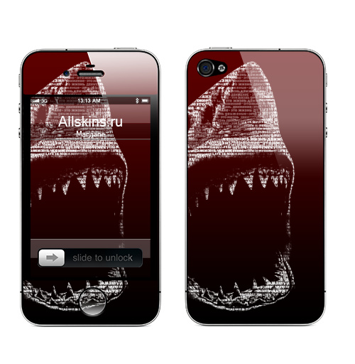 Наклейка на Телефон Apple iPhone 4S, 4 Движение — это жизнь,  купить в Москве – интернет-магазин Allskins, смерть, жизнь, движение, типографика, акула