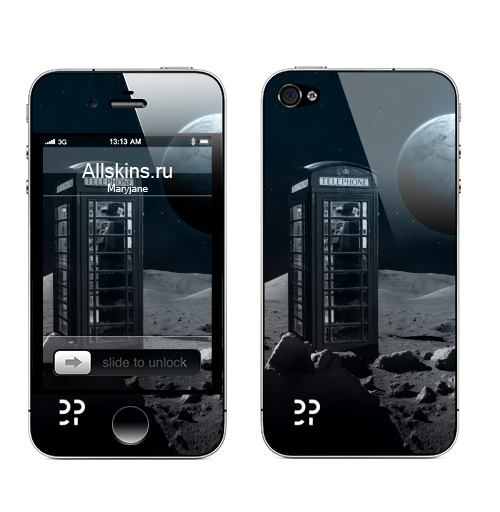 Наклейка на Телефон Apple iPhone 4S, 4 Космос,  купить в Москве – интернет-магазин Allskins, эвентумпремо, будущее, футуризм, земля, телефоннаябудка