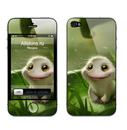 Наклейка на Телефон Apple iPhone 4S, 4 Лягушка выздоровела,  купить в Москве – интернет-магазин Allskins, милые животные, лягушка, белая, пушистая, животные, глаз, мило, красота, реализм, выздоровела