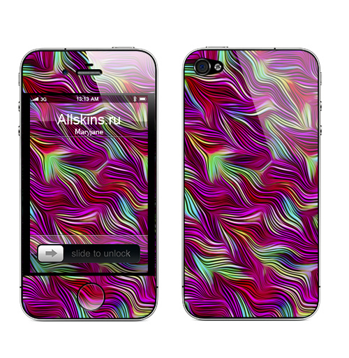 Наклейка на Телефон Apple iPhone 4S, 4 Волны намбер ван,  купить в Москве – интернет-магазин Allskins, полосы, цвет, волны, абстракция
