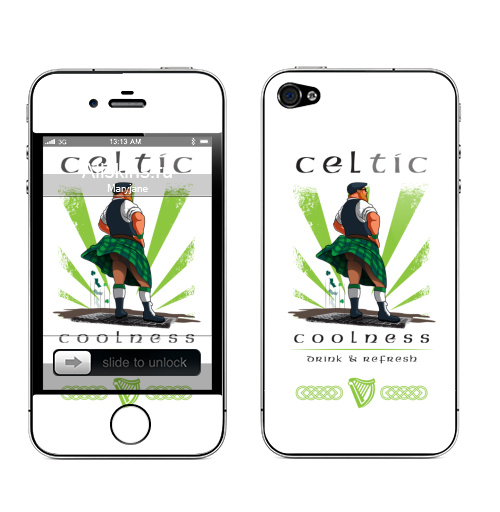 Наклейка на Телефон Apple iPhone 4S, 4 Кельтская свежесть,  купить в Москве – интернет-магазин Allskins, кельт, кельтский, Кельты, прикол, Ирландия, свежесть
