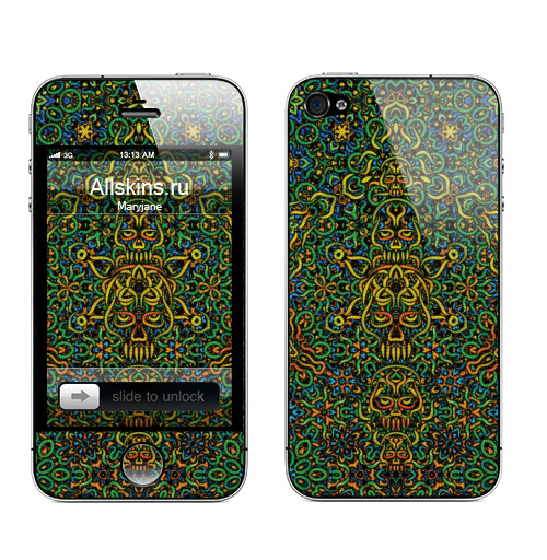 Наклейка на Телефон Apple iPhone 4S, 4 Кислый шериф,  купить в Москве – интернет-магазин Allskins, узор, галлюцинации, мандала, магия, психоделика, кислотная, музыка, техно