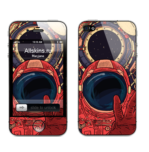 Наклейка на Телефон Apple iPhone 4S, 4 Гиперпространство,  купить в Москве – интернет-магазин Allskins, космос, комиксы, красный, контурный, звезда, космический