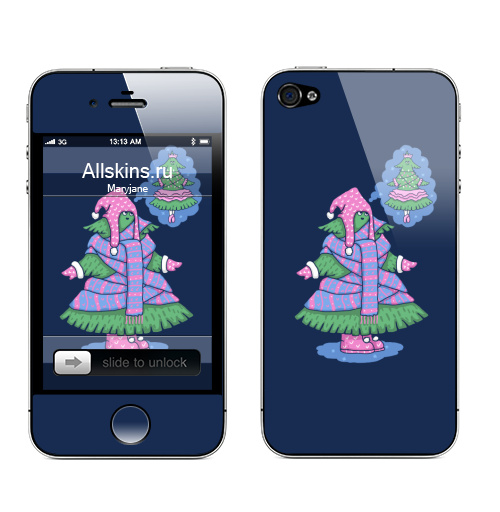 Наклейка на Телефон Apple iPhone 4S, 4 Мечты и реальность,  купить в Москве – интернет-магазин Allskins, мечта, зима, пикник, дед_мороз, ель, новый год, балет, шапка, шарф