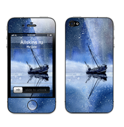Наклейка на Телефон Apple iPhone 4S, 4 Кораблик в звездной пыли,  купить в Москве – интернет-магазин Allskins, корабль, звезда
