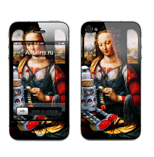 Наклейка на Телефон Apple iPhone 4S, 4 МАДОННА РОБОТА,  купить в Москве – интернет-магазин Allskins, квадрат, черный, супрематизм, кубизм, Россия, малевич, авангард, классика, сарказм