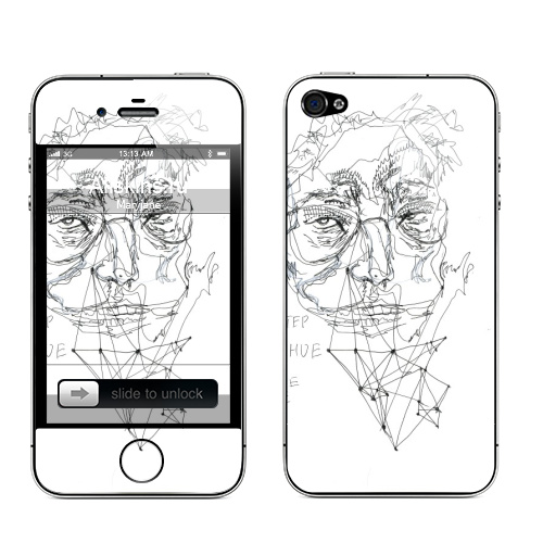 Наклейка на Телефон Apple iPhone 4S, 4 Альтернативное строение,  купить в Москве – интернет-магазин Allskins, одноцветный, крип, глаз, анатомия, графика, скетч, эскиз, черно-белое, лицо, геометрия