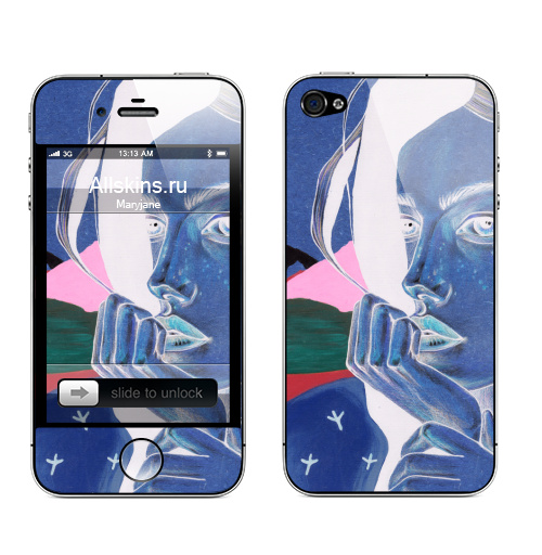 Наклейка на Телефон Apple iPhone 4S, 4 Озерная,  купить в Москве – интернет-магазин Allskins, поп-арт, модный, живопись, красный, синий, яркий, озеро, горы